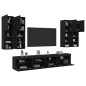 vidaXL Muebles de TV de pared con luces LED 7 piezas negro vidaXL Muebles de TV de pared con luces LED 7 piezas negro
