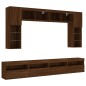 vidaXL Muebles de TV de pared con luces LED 8 piezas marrón roble