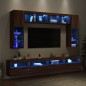 vidaXL Muebles de TV de pared con luces LED 8 piezas marrón roble