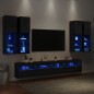 vidaXL Muebles de TV de pared con luces LED 7 piezas negro vidaXL Muebles de TV de pared con luces LED 7 piezas negro