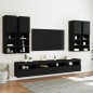 vidaXL Muebles de TV de pared con luces LED 7 piezas negro vidaXL Muebles de TV de pared con luces LED 7 piezas negro