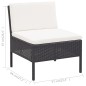 vidaXL Set de muebles de jardín 3 pzas y cojines ratán sintético negro vidaXL Set de muebles de jardín 3 pzas y cojines ratán sintético negro