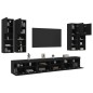 vidaXL Mueble de pared de TV con luces LED 7 piezas negro