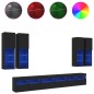 vidaXL Mueble de pared de TV con luces LED 7 piezas negro