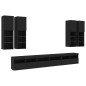 vidaXL Mueble de pared de TV con luces LED 7 piezas negro