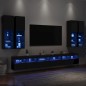 vidaXL Mueble de pared de TV con luces LED 7 piezas negro