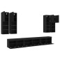 vidaXL Mueble de pared de TV con luces LED 7 piezas negro