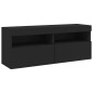 vidaXL Mueble de pared de TV con luces LED 7 piezas negro