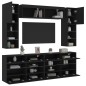 vidaXL Muebles de pared de TV con luces LED 6 piezas negro