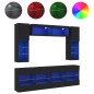 vidaXL Muebles de pared de TV con luces LED 6 piezas negro