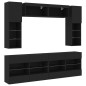 vidaXL Muebles de pared de TV con luces LED 6 piezas negro