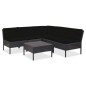 vidaXL Set muebles de jardín 6 piezas y cojines ratán sintético negro