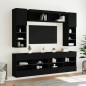 vidaXL Muebles de pared de TV con luces LED 6 piezas negro