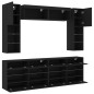 vidaXL Muebles de pared de TV con luces LED 6 piezas negro