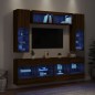 vidaXL Muebles de TV de pared con luces LED 6 piezas marrón roble