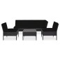 vidaXL Set muebles de jardín 6 piezas y cojines ratán sintético negro