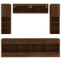 vidaXL Muebles de TV de pared con luces LED 6 piezas marrón roble