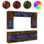 vidaXL Muebles de TV de pared con luces LED 6 piezas roble ahumado vidaXL Muebles de TV de pared con luces LED 6 piezas roble ahumado