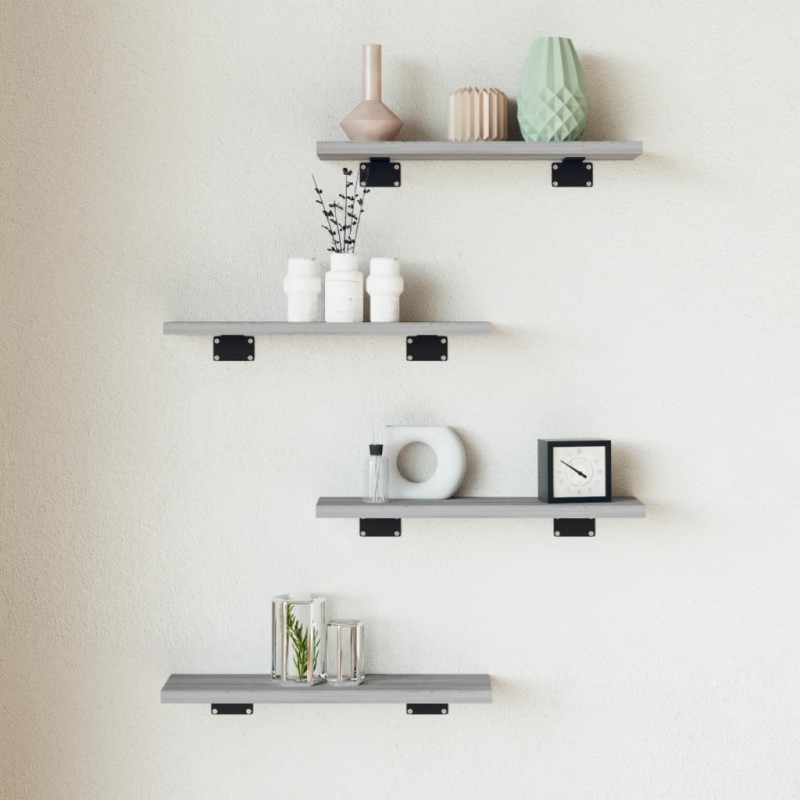 vidaXL Estantes pared 2 uds madera ingeniería gris Sonoma 40x10x1,5 cm vidaXL Estantes pared 2 uds madera ingeniería gris Sonoma 40x10x1,5 cm