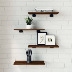 vidaXL Estantes pared 4 uds madera ingeniería roble humo 40x20x1,5 cm