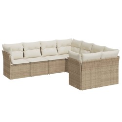 vidaXL Juego de sofás de jardín con cojines beige 8 pzas ratán PE