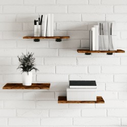 vidaXL Estantes pared 4 uds madera ingeniería roble humo 40x30x1,5 cm