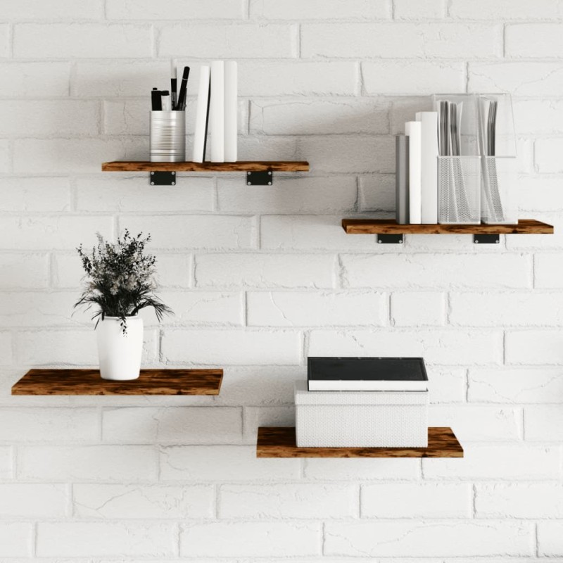 vidaXL Estantes pared 4 uds madera ingeniería roble humo 40x30x1,5 cm vidaXL Estantes pared 4 uds madera ingeniería roble humo 40x30x1,5 cm