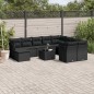 vidaXL Set de sofás de jardín 11 pzas y cojines ratán sintético negro