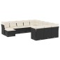 vidaXL Set de sofás de jardín 12 piezas cojines ratán sintético negro vidaXL Set de sofás de jardín 12 piezas cojines ratán sintético negro