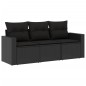 vidaXL Set de sofás de jardín con cojines 3 pzas ratán sintético negro vidaXL Set de sofás de jardín con cojines 3 pzas ratán sintético negro