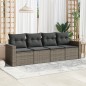 vidaXL Set de sofás de jardín 4 pzas y cojines ratán sintético gris vidaXL Set de sofás de jardín 4 pzas y cojines ratán sintético gris