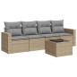 vidaXL Juego de sofás jardín con cojines 5 pzas ratán sintético beige vidaXL Juego de sofás jardín con cojines 5 pzas ratán sintético beige