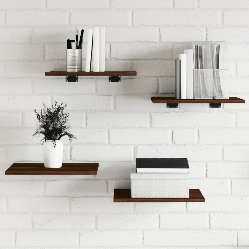 vidaXL Estantes pared 4 uds madera ingeniería roble humo 40x30x1,5 cm vidaXL Estantes pared 4 uds madera ingeniería roble humo 40x30x1,5 cm