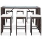 vidaXL Set de bar para jardín 7 pzas y cojines ratán sintético marrón vidaXL Set de bar para jardín 7 pzas y cojines ratán sintético marrón