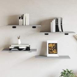 vidaXL Estantes pared 4 uds madera ingeniería gris Sonoma 60x30x1,5 cm