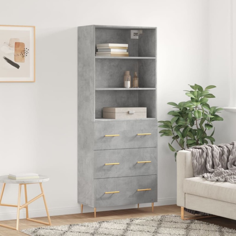 vidaXL Aparador alto madera contrachapada gris hormigón 69,5x34x180 cm vidaXL Aparador alto madera contrachapada gris hormigón 69,5x34x180 cm