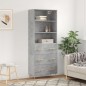 vidaXL Aparador alto madera contrachapada gris hormigón 69,5x34x180 cm vidaXL Aparador alto madera contrachapada gris hormigón 69,5x34x180 cm