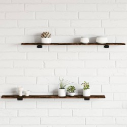 vidaXL Estantes pared 4 uds madera ingeniería roble humo 100x10x1,5 cm