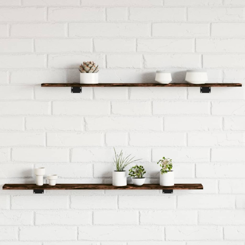 vidaXL Estantes pared 4 uds madera ingeniería roble humo 100x10x1,5 cm vidaXL Estantes pared 4 uds madera ingeniería roble humo 100x10x1,5 cm