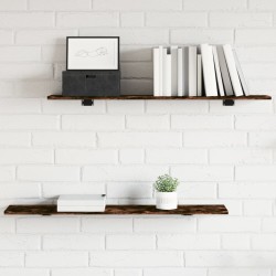 vidaXL Estantes pared 4 uds madera ingeniería roble humo 100x20x1,5 cm