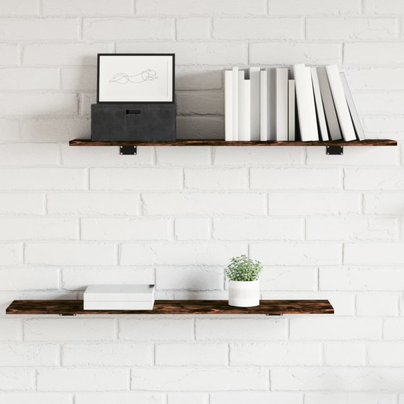 vidaXL Estantes pared 4 uds madera ingeniería roble humo 100x20x1,5 cm vidaXL Estantes pared 4 uds madera ingeniería roble humo 100x20x1,5 cm