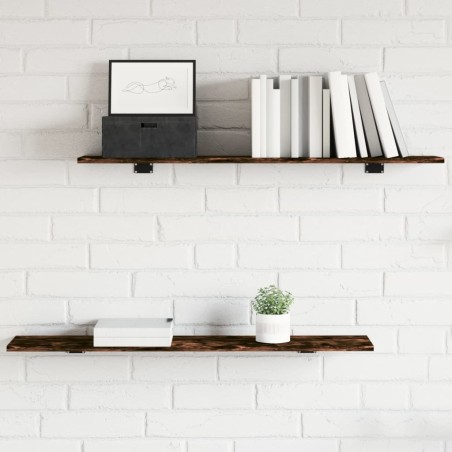 vidaXL Estantes pared 4 uds madera ingeniería roble humo 100x20x1,5 cm