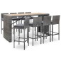 vidaXL Muebles de bar jardín 9 pzas ratán sintético madera acacia gris vidaXL Muebles de bar jardín 9 pzas ratán sintético madera acacia gris
