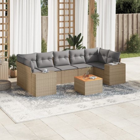 vidaXL Juego de sofás de jardín con cojines beige 8 pzas ratán PE
