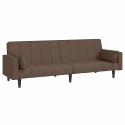 vidaXL Sofá cama de 2 plazas con dos almohadas tela gris taupe