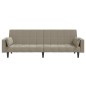 vidaXL Sofá cama de 2 plazas con dos almohadas terciopelo gris claro vidaXL Sofá cama de 2 plazas con dos almohadas terciopelo gris claro