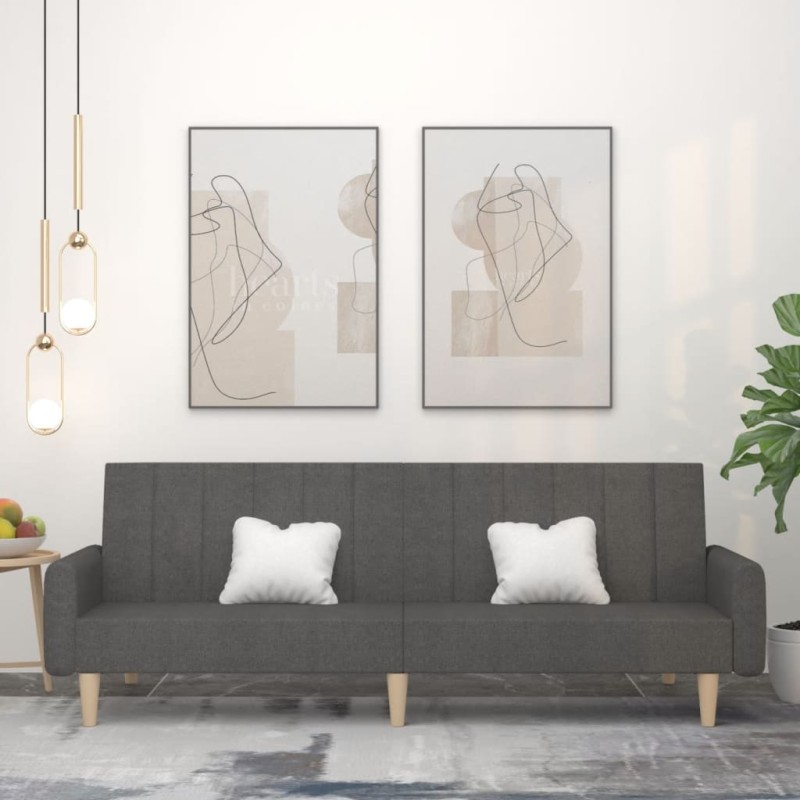 vidaXL Sofá cama de 2 plazas tela gris oscuro vidaXL Sofá cama de 2 plazas tela gris oscuro