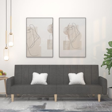 vidaXL Sofá cama de 2 plazas tela gris oscuro