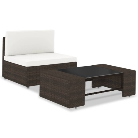 vidaXL Juego de muebles de jardín 2 piezas ratán sintético marrón