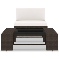 vidaXL Juego de muebles de jardín 2 piezas ratán sintético marrón